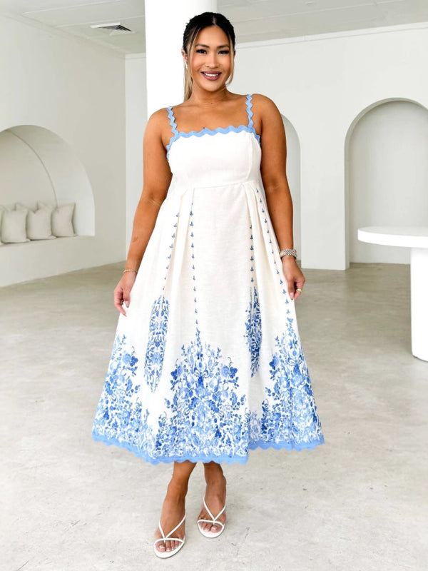 Cocktail Dresses - Floral Tea-Length Cocktail Dress with Bowknot Back