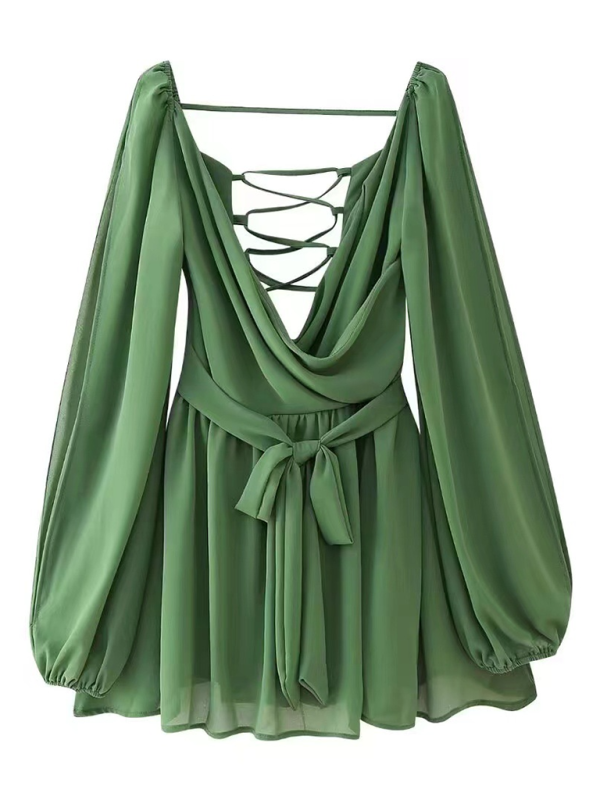 Cocktail Dresses- Mini Dress with Dramatic Sleeves for Wedding Guests & Parties- - Pekosa Women Fashion