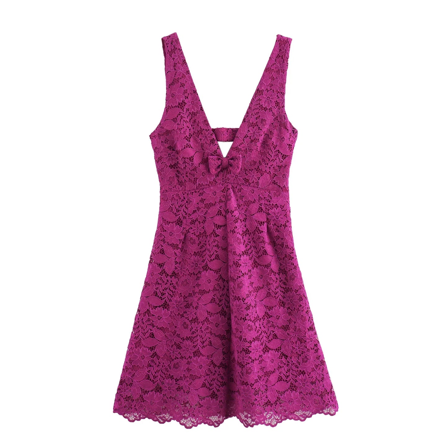 Cocktail Dresses- Romance V-neck Lace Mini Dress for Cocktails- - Chuzko Women Clothing