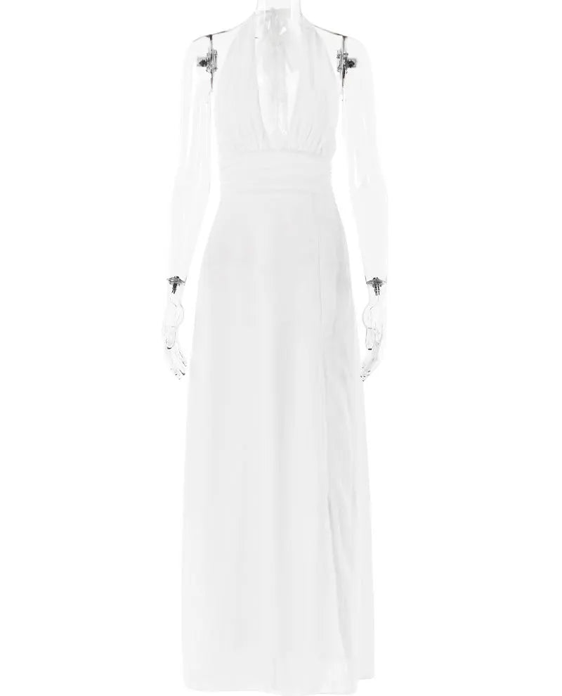 Cocktail Dresses- Reception Plunge Gown with High Slit Chiffon - Perfect Wedding Guest Attire- - Pekosa Women Fashion