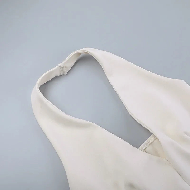 Sommerparty-Minikleid in A-Linie mit tiefem Ausschnitt und Neckholder fĂŒr Damen