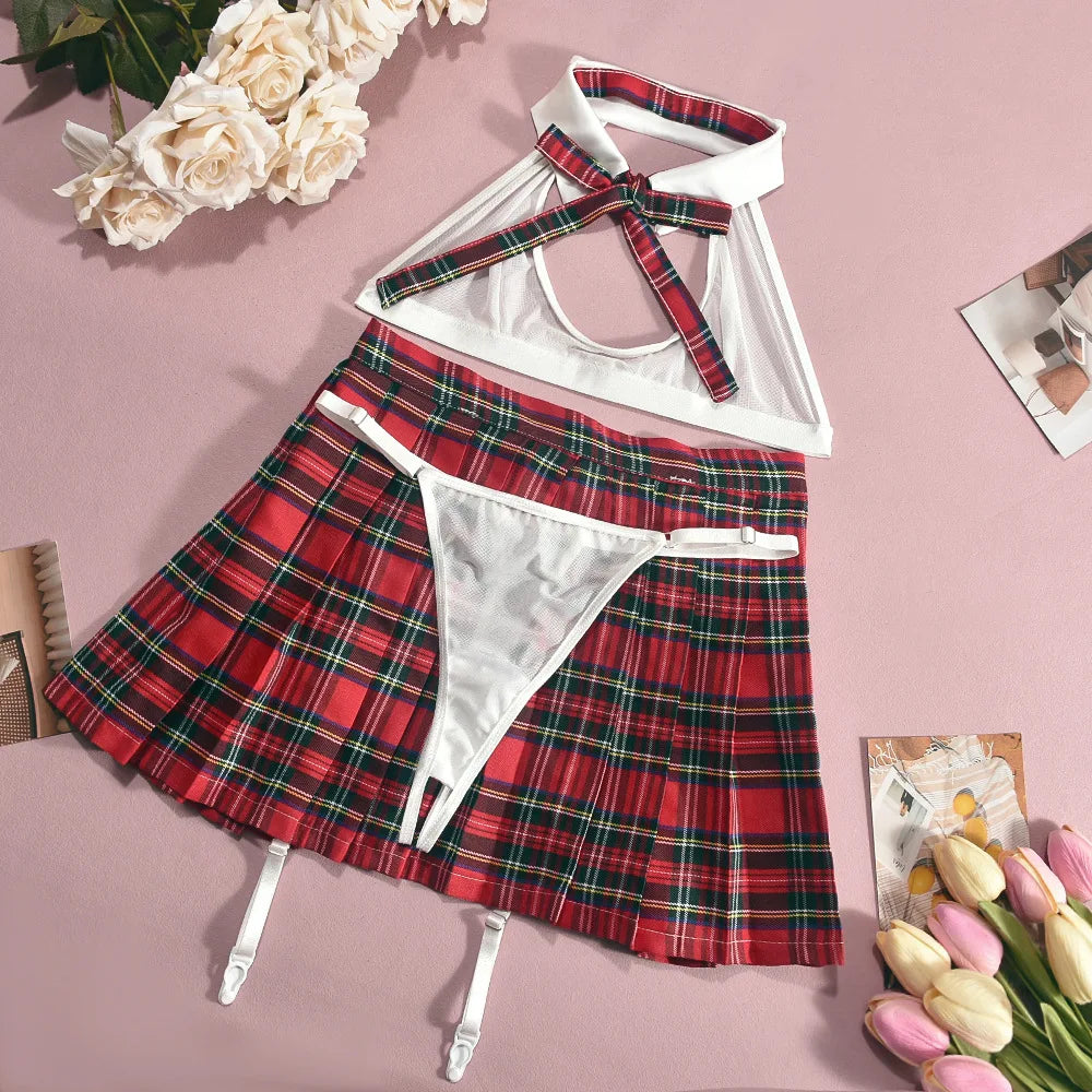 Cosplay - Custom Gingham Sexy Lingerie Garter Set for Women