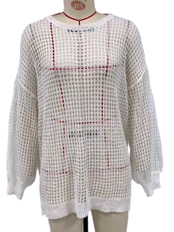 Cover Ups - Elegant Summer Beach Knit Top with Open Back