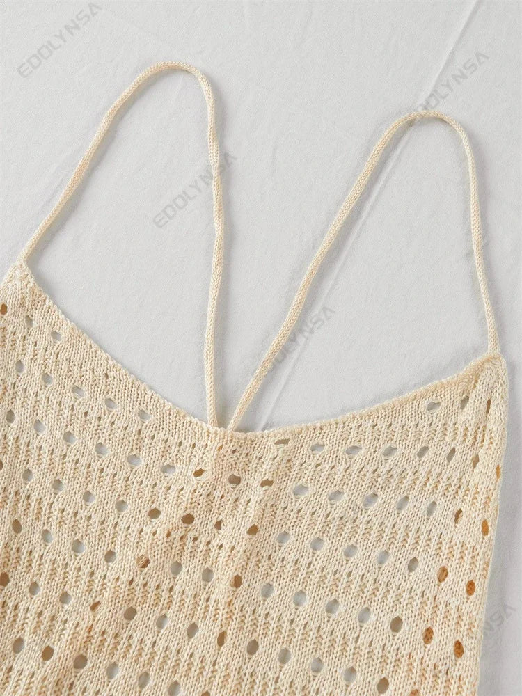 Cover up - Crochet Knit Beach Dress for Tropical Escapes