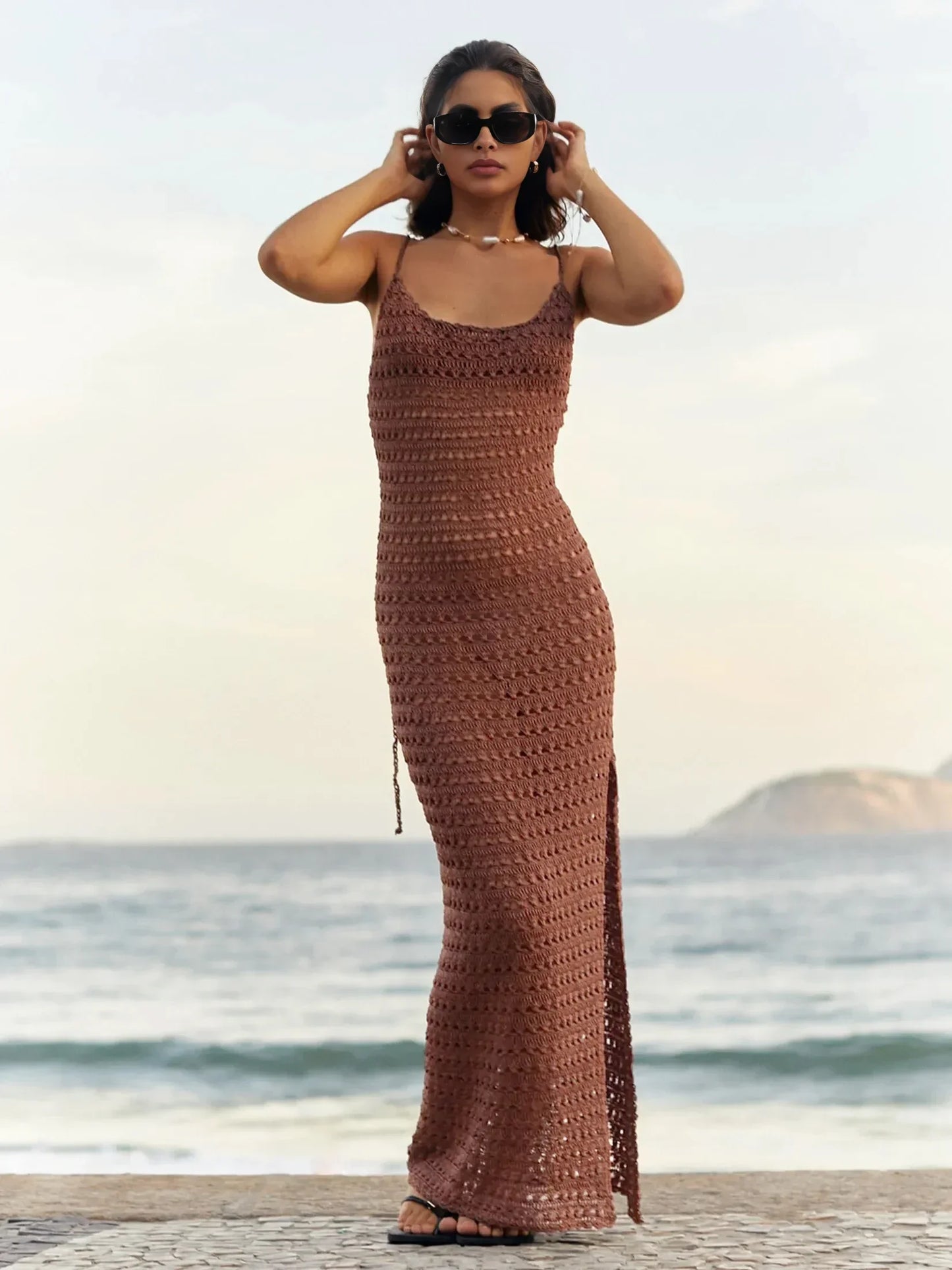Cover up - Crochet Knit Beach Dress for Tropical Escapes