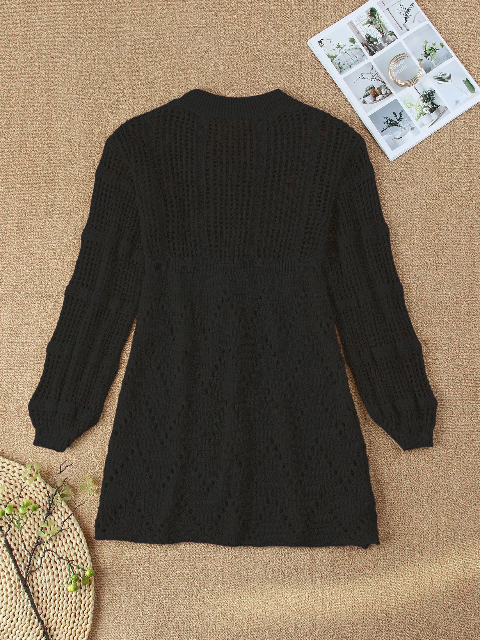 Cover up - Women's Beach Knit Cover-Up Lace-Up Beach Dress