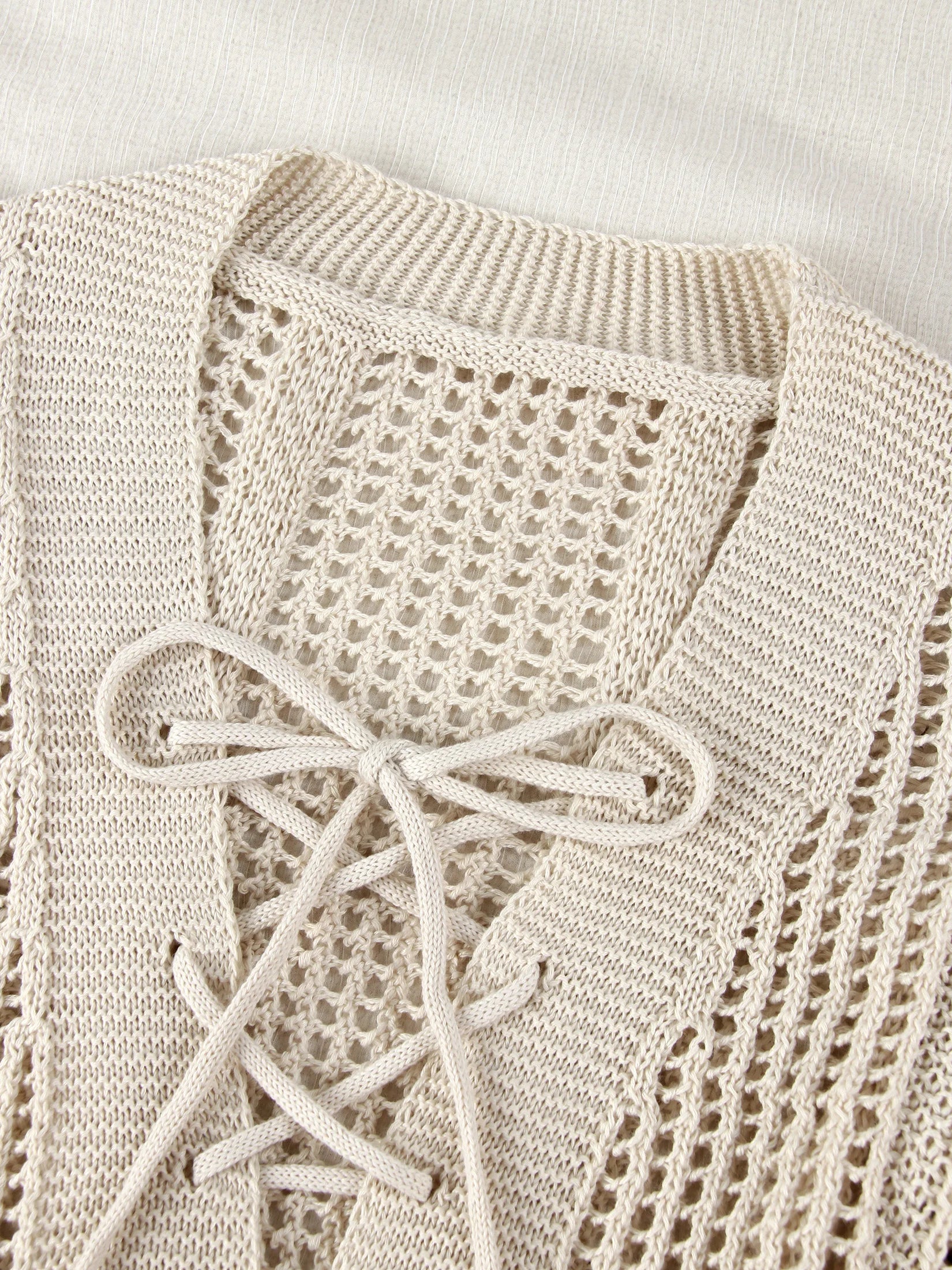 Cover up - Women's Beach Knit Cover-Up Lace-Up Beach Dress