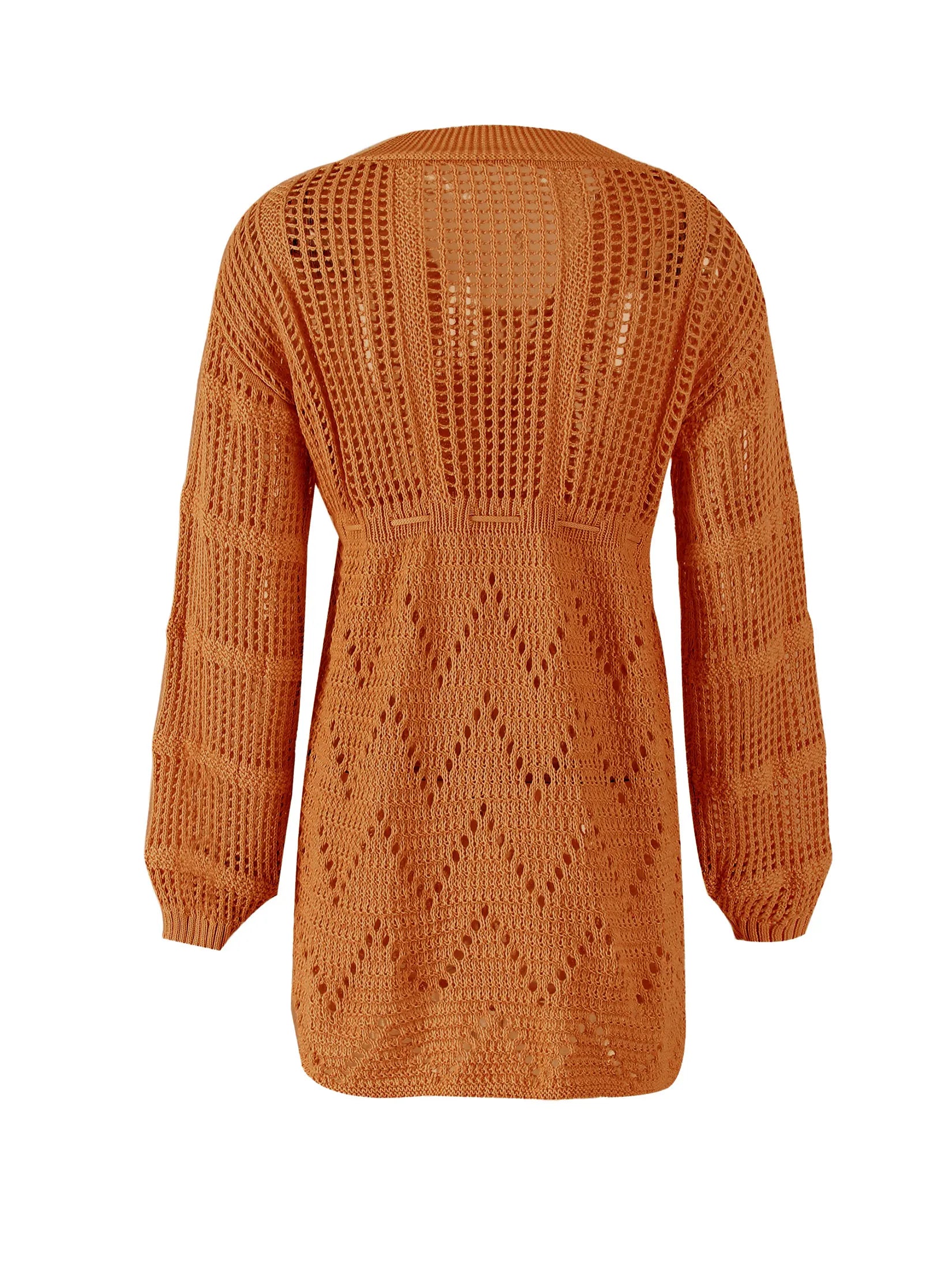 Cover up - Women's Beach Knit Cover-Up Lace-Up Beach Dress