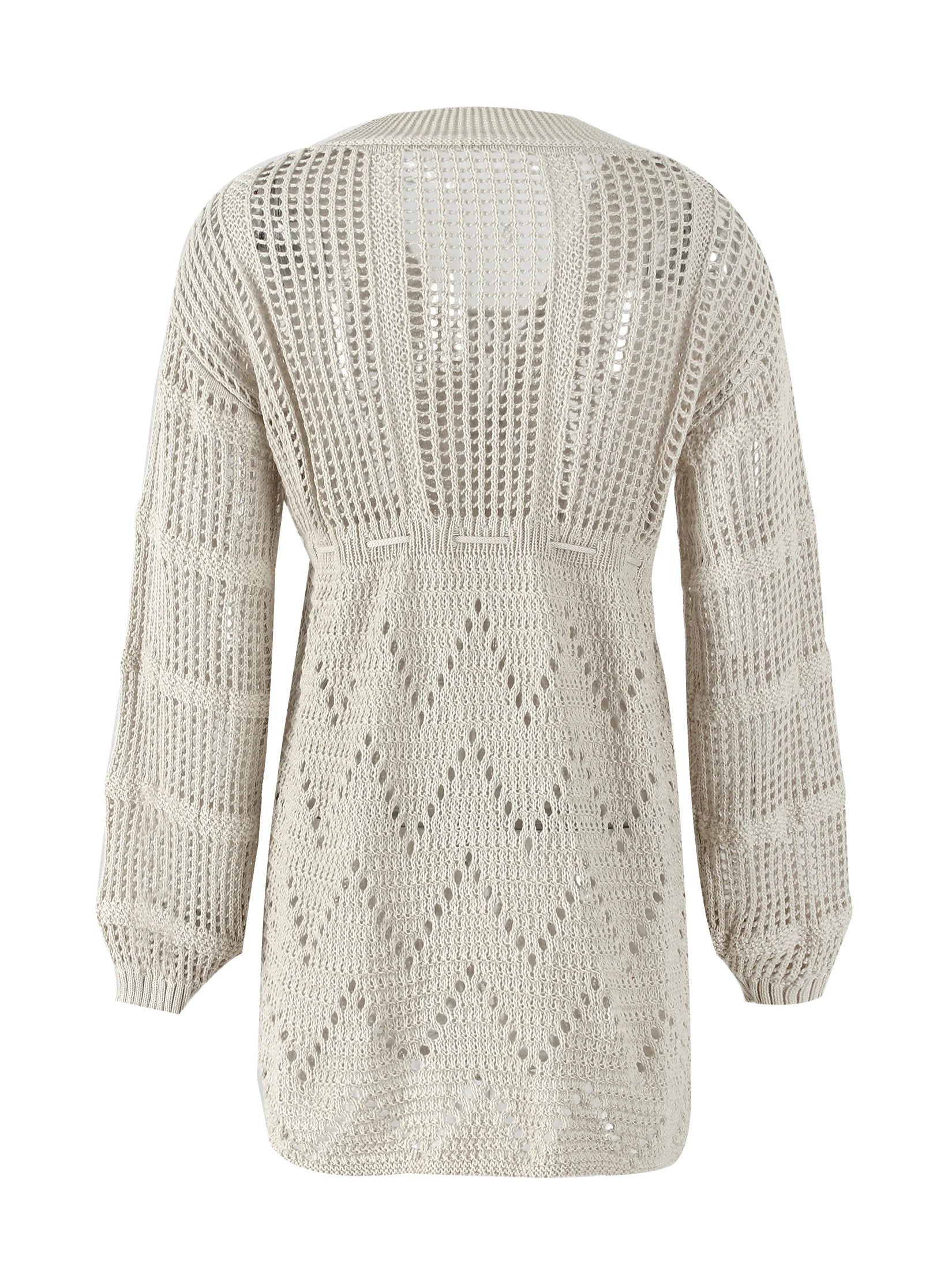 Cover up - Women's Beach Knit Cover-Up Lace-Up Beach Dress