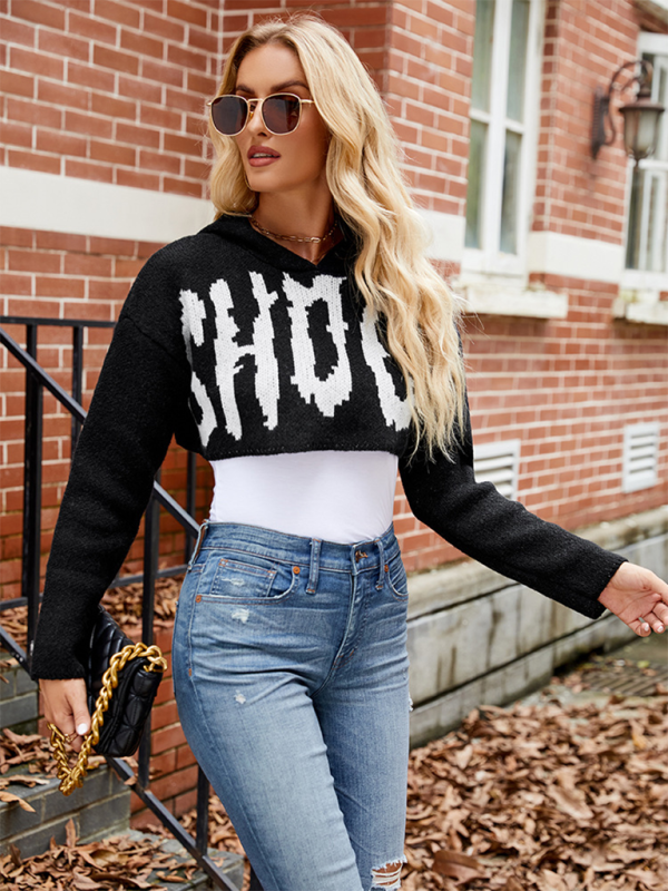 Crop Sweaters - Cropped BOO Sweater Halloween Hoodie