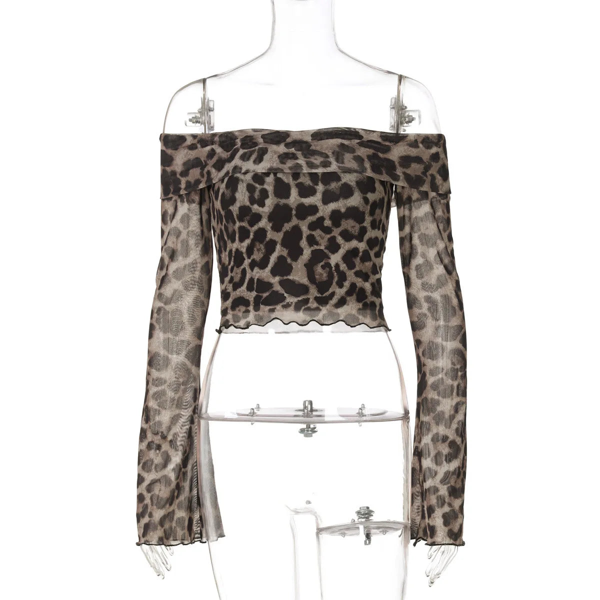 Crop Tops - Leopard Print Bardot Crop Top