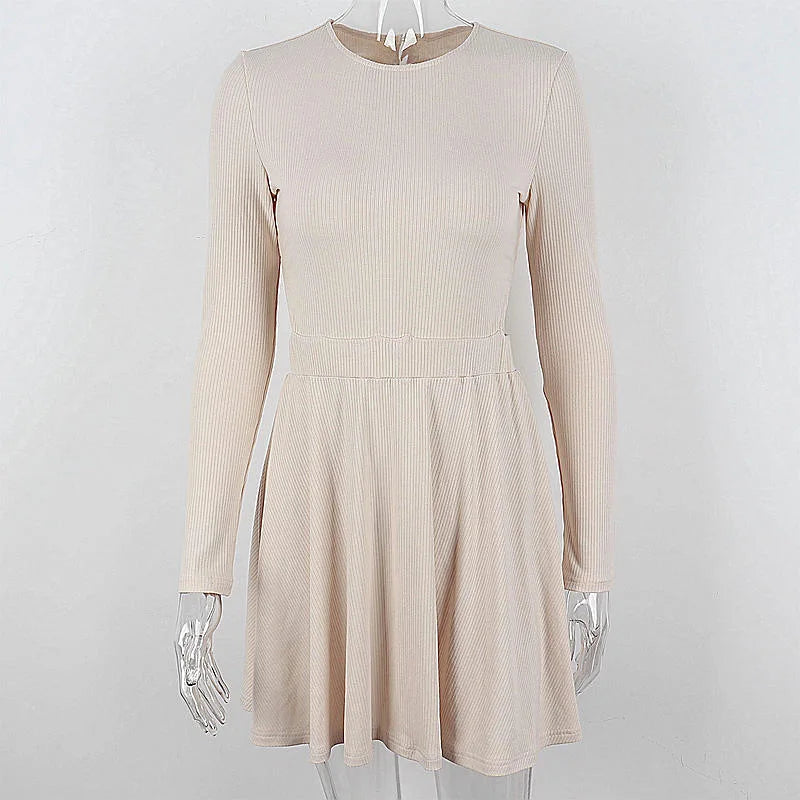 Trendy Cutout Design Fit & Flare Minikleid mit langen Ärmeln