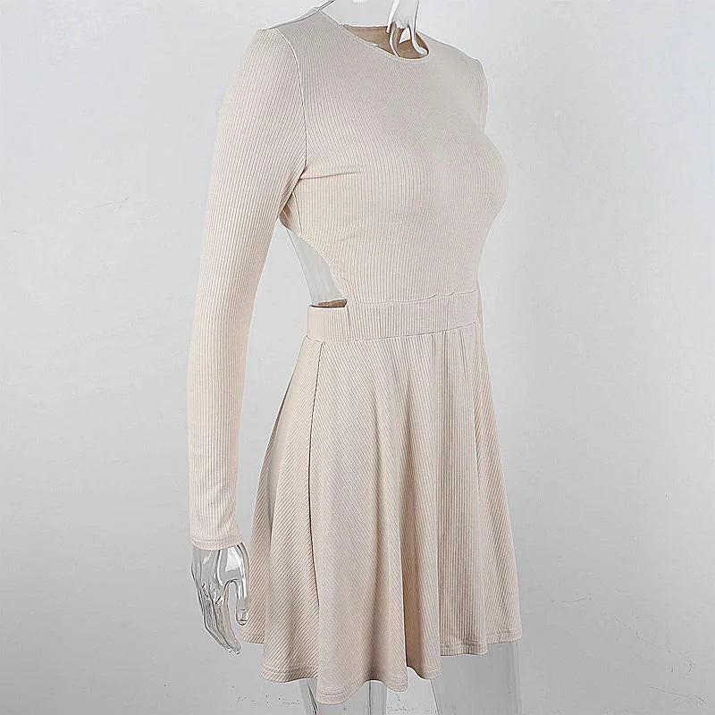 Trendy Cutout Design Fit & Flare Minikleid mit langen Ärmeln
