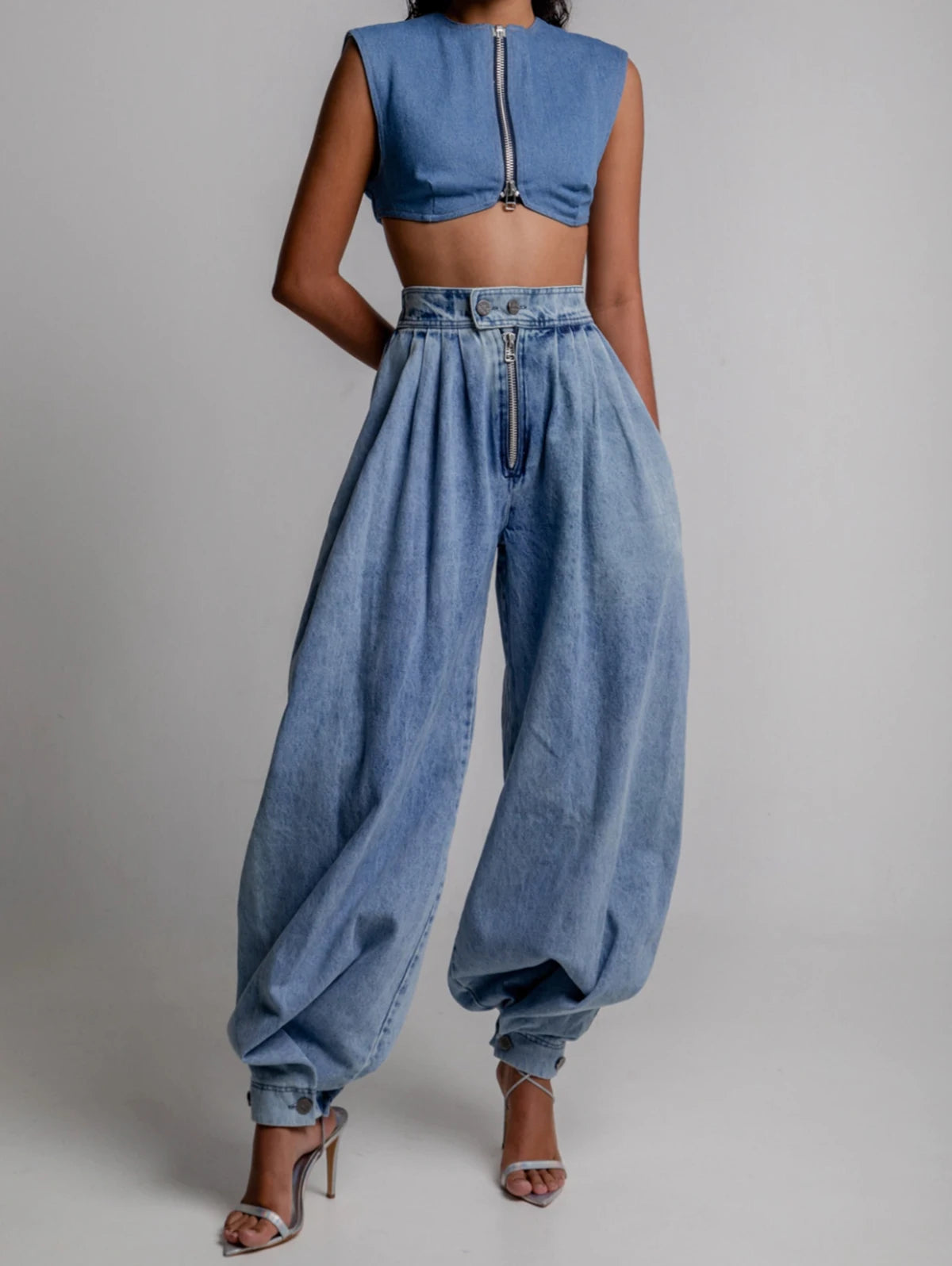 Denim Pants - Summer Breeze Paperbag Waist Jeans - Perfect for Casual Days