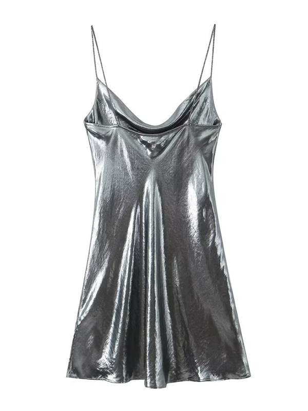 Disco Dresses- Metallic Slip Dress- - Pekosa Women Fashion