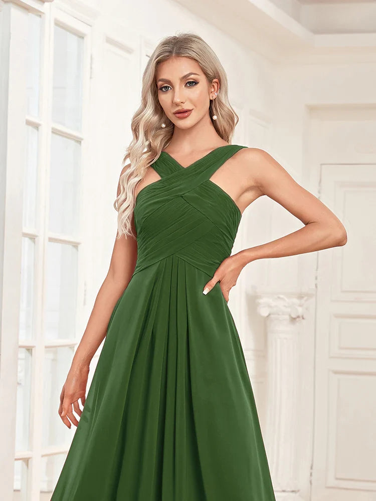 Elegant Dresses- Chiffon A-Line Dress Perfect for Wedding Seasons- - Pekosa Women Fashion