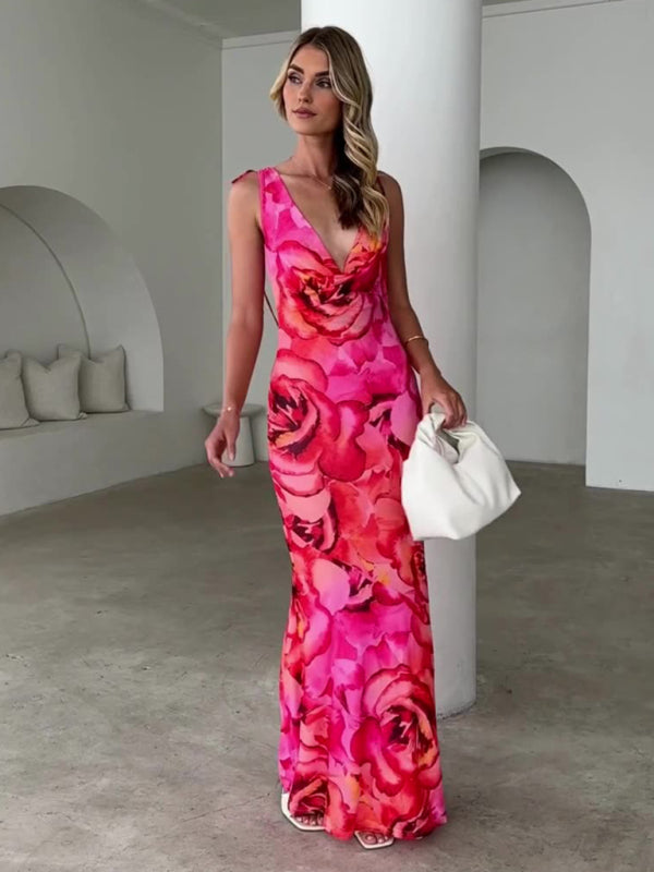 Elegant Dresses - Elegant Cocktail Party Floral Maxi Dress