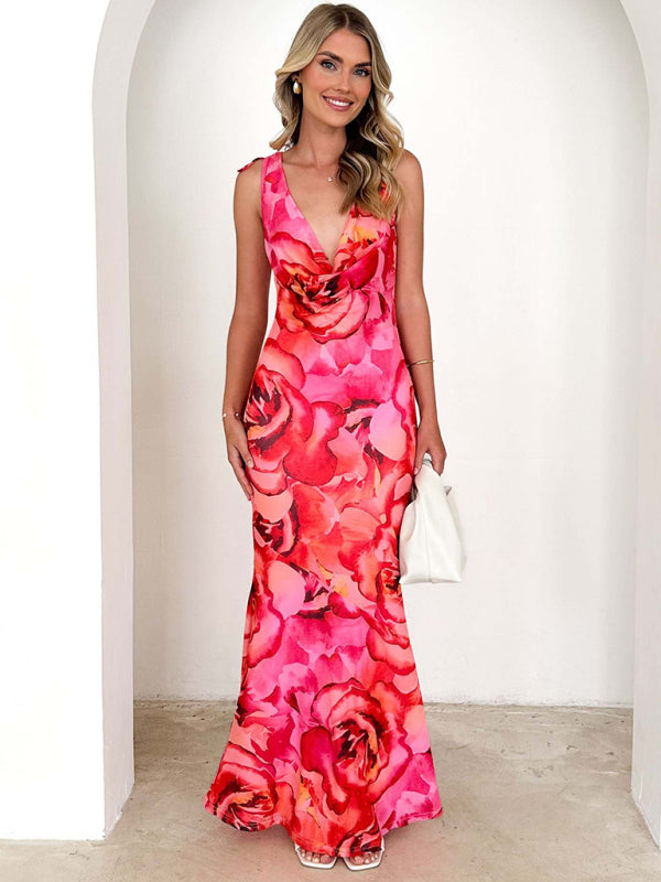 Elegant Dresses - Elegant Cocktail Party Floral Maxi Dress