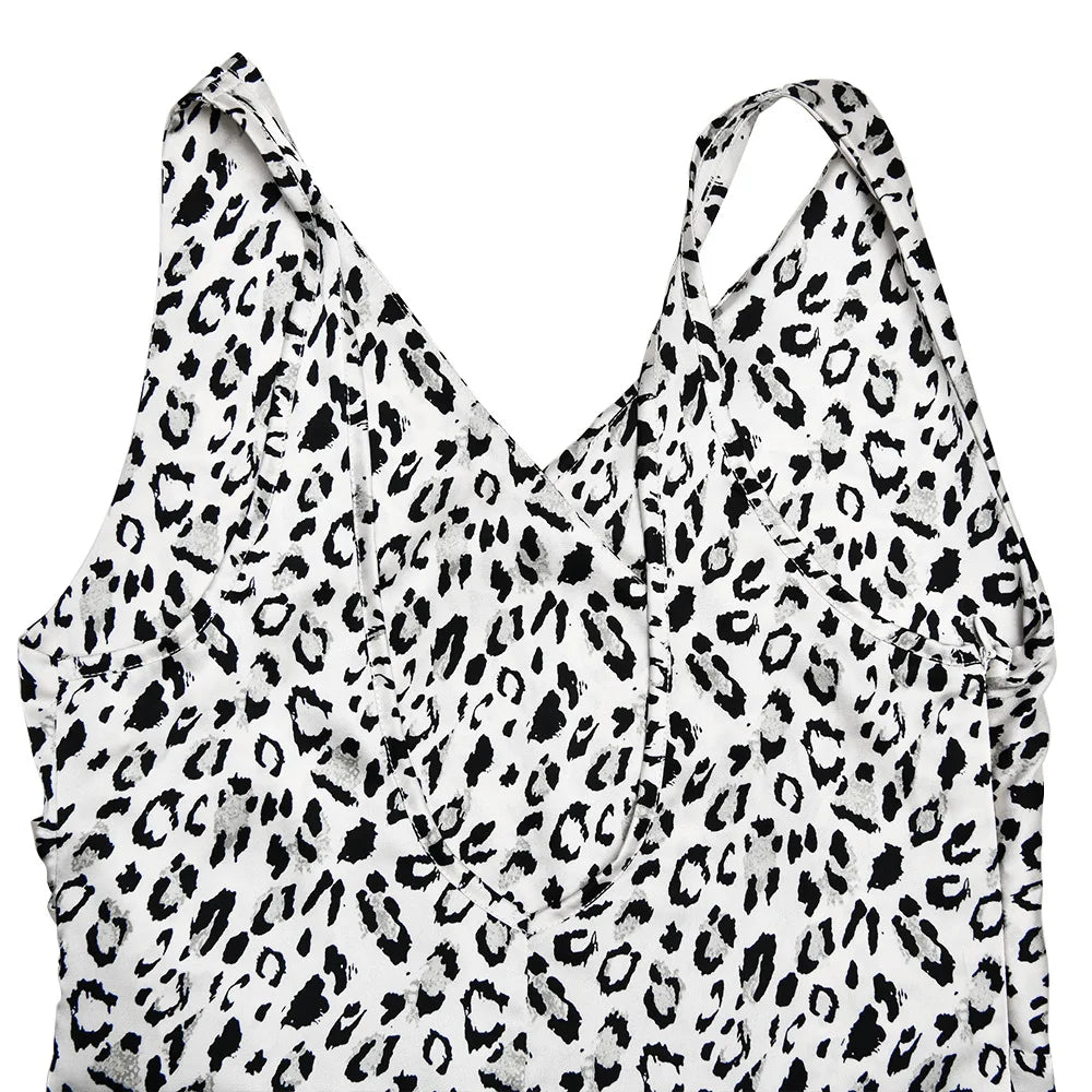 Elegant Dresses- Satin Women's Elegant Leopard Print Mermaid Maxi Dress- - Pekosa Women Fashion