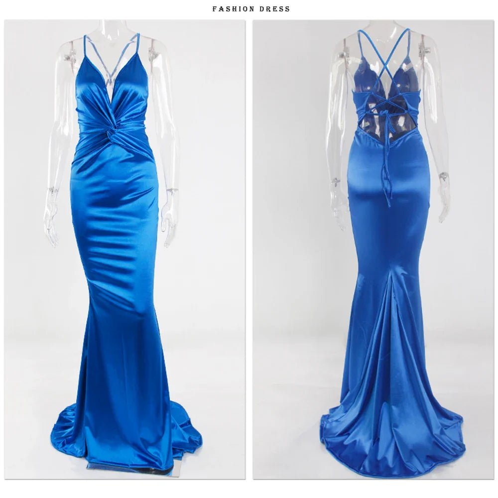 Elegant Dresses- Prom Vibrant Blue Sweep Train Gown - Mermaid Dress for Gala Nights- - Pekosa Women Fashion