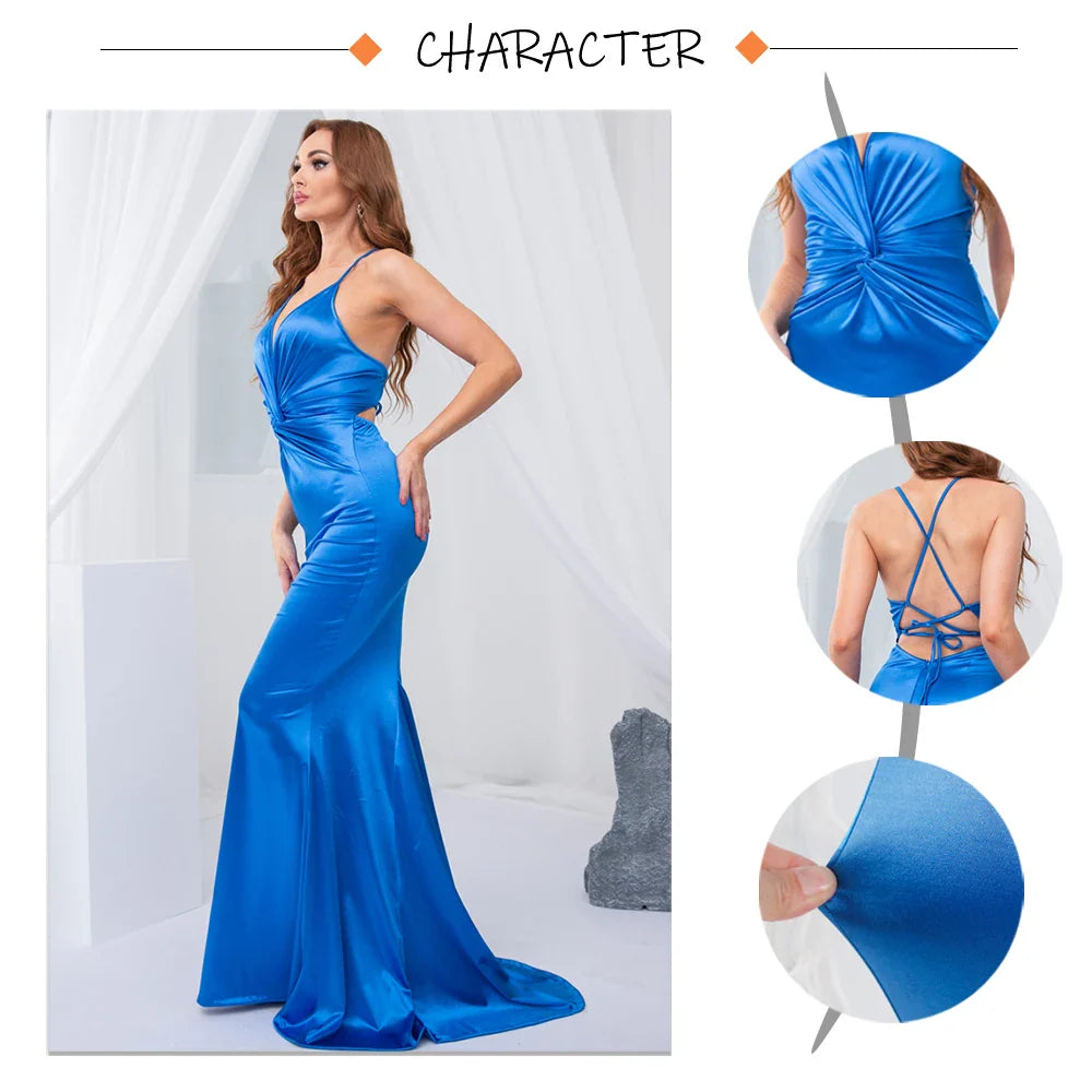 Elegant Dresses- Prom Vibrant Blue Sweep Train Gown - Mermaid Dress for Gala Nights- - Pekosa Women Fashion