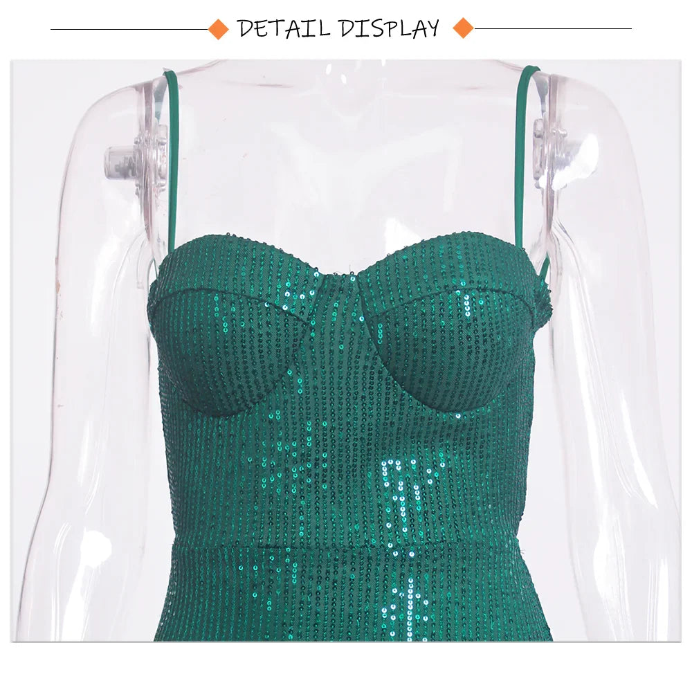 Elegant Dresses- Sequined Sweetheart Evening Gown Thigh-High Slit Dress- - Pekosa Women Fashion