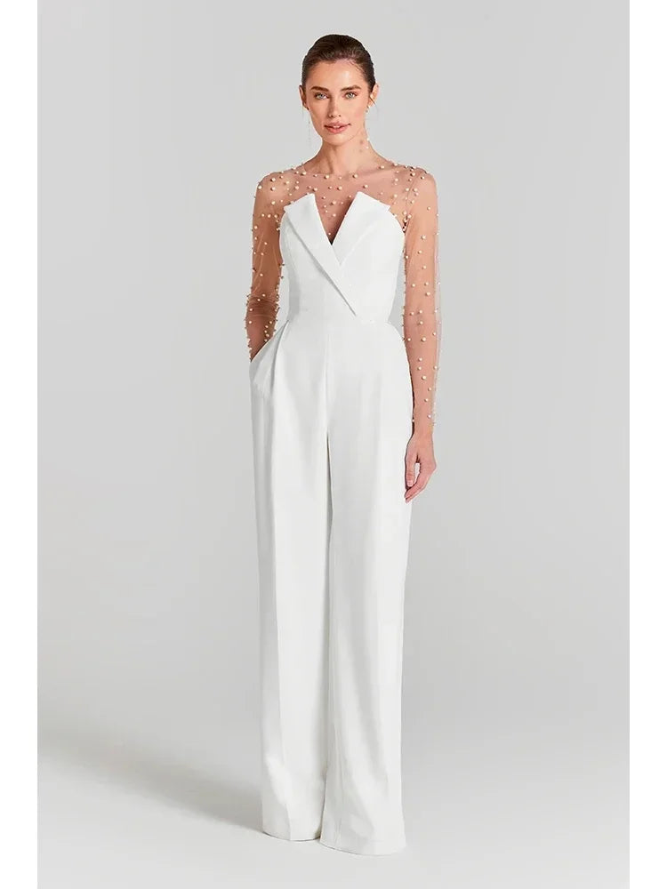 Elegant Jumpsuits - Pearls Bodysuit & Formal Jumpsuit for Women