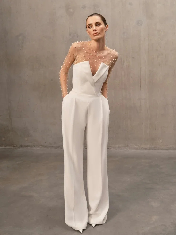 Elegant Jumpsuits - Pearls Bodysuit & Formal Jumpsuit for Women