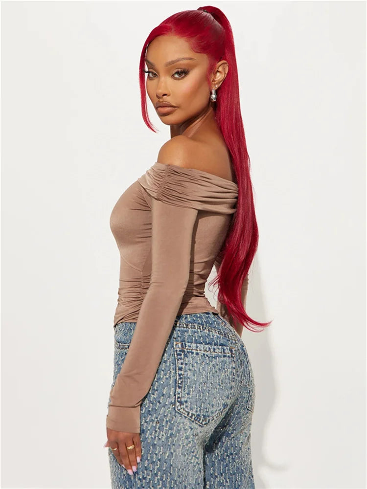 Fall Tops - Casual Cutout Off-Shoulder Top