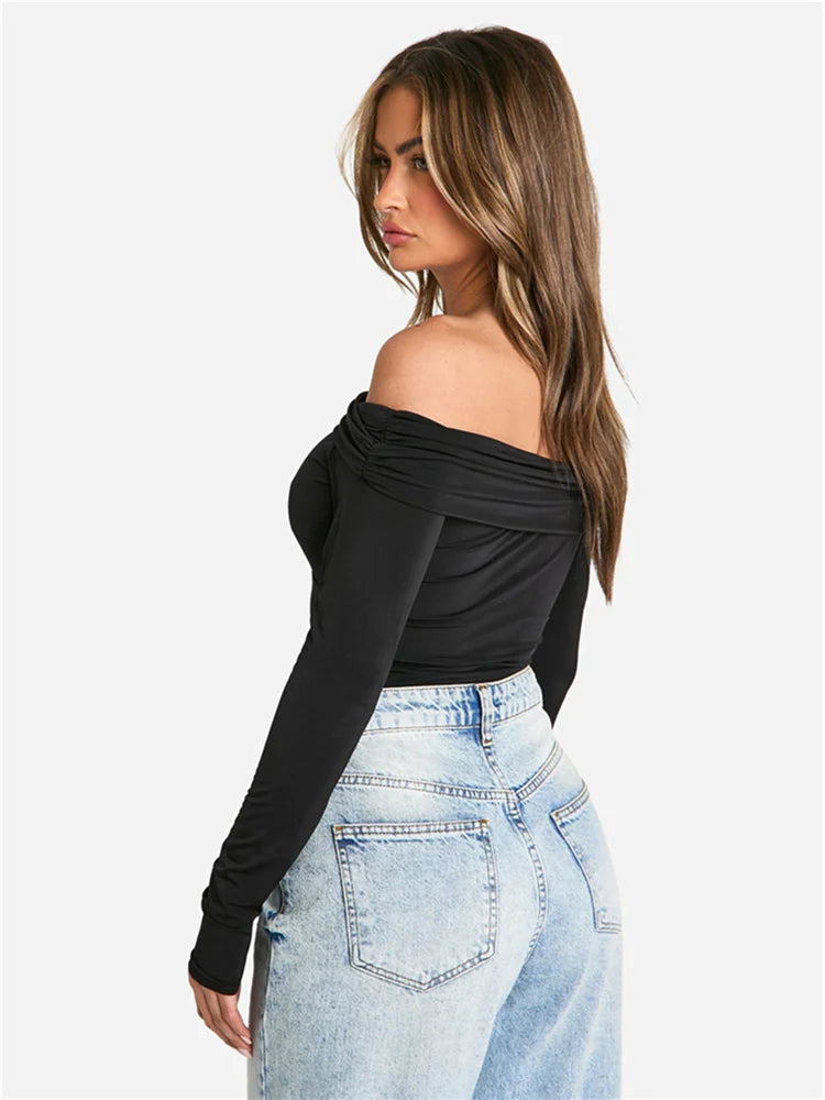 Fall Tops - Casual Cutout Off-Shoulder Top