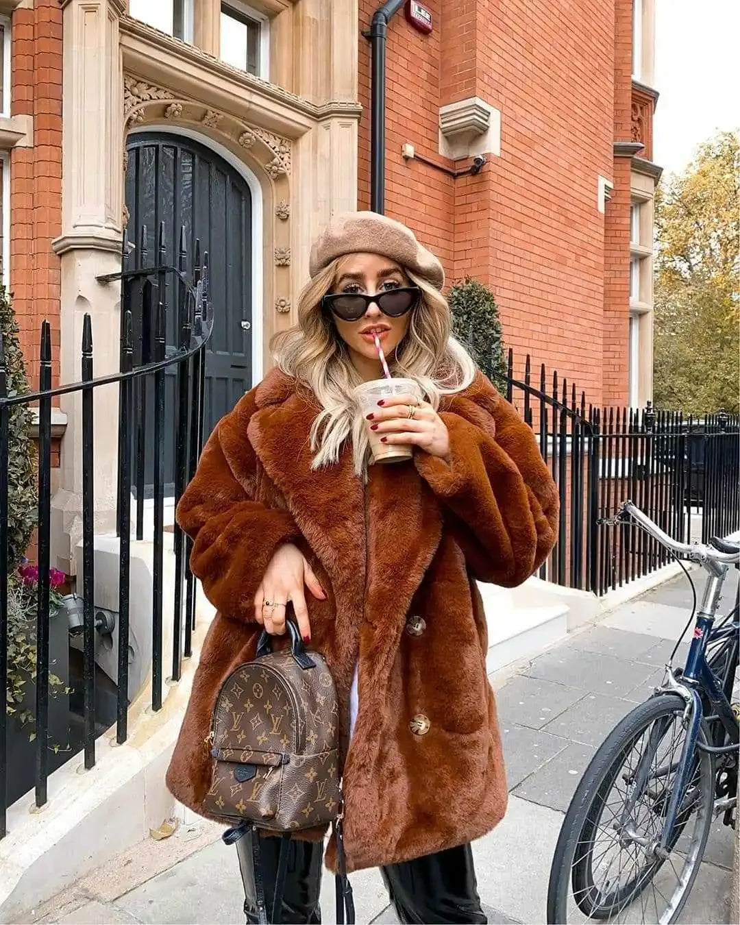 Faux Fur Coats - Vibrant Women's Faux Fur Coat for Stylish Winter Warmth
