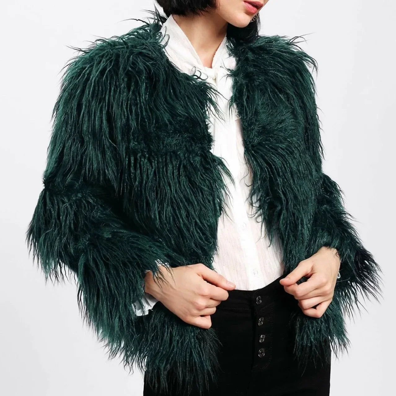 Faux Fur Jackets - Women’s Fancy Faux Fur Coat - Thick Warm Jacket