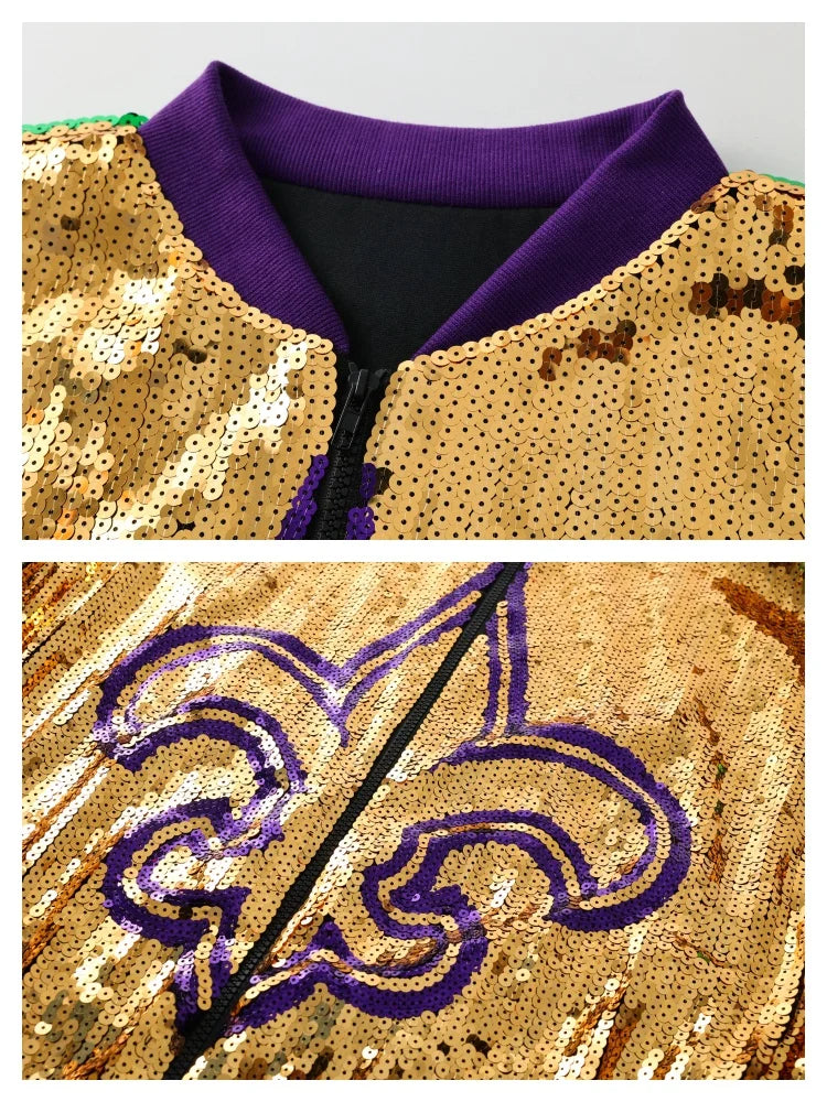Festive Jackets - Women’s Mardi Gras Aviator Jacket