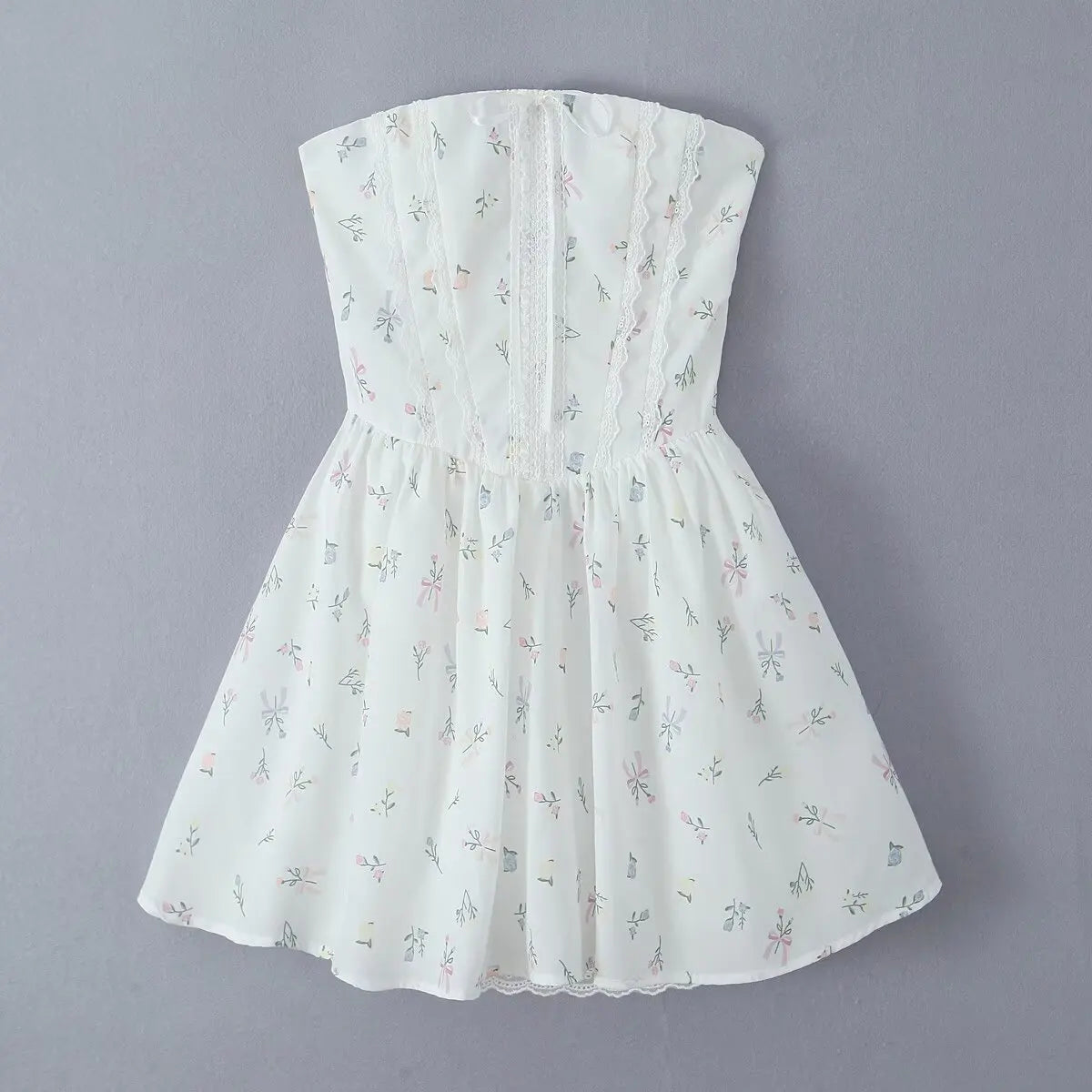 Fit and Flare Dresses - Floral Strapless Summer Dress | Fit & Flare Style