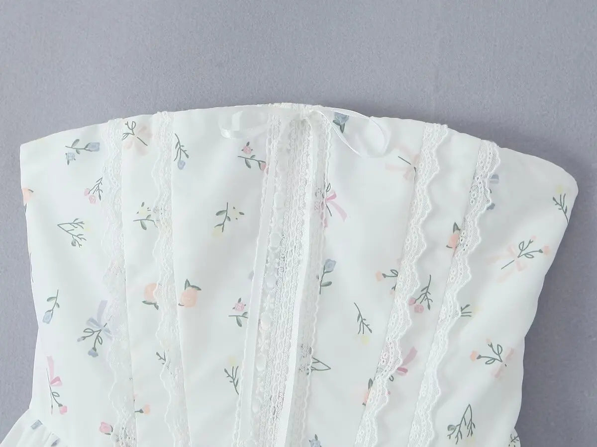 Fit and Flare Dresses - Floral Strapless Summer Dress | Fit & Flare Style