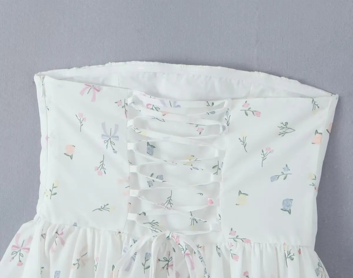 Fit and Flare Dresses - Floral Strapless Summer Dress | Fit & Flare Style