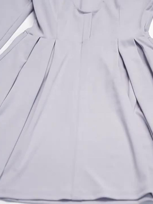 Fit and Flare Dresses - Office Party Dress with Long Sleeves