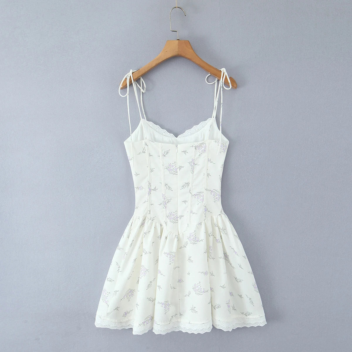 Fit and Flare Dresses - V-Neck Lace-Up Corset Dress for Summer Cocktails