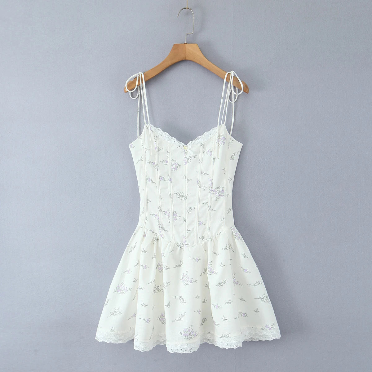 Fit and Flare Dresses - V-Neck Lace-Up Corset Dress for Summer Cocktails