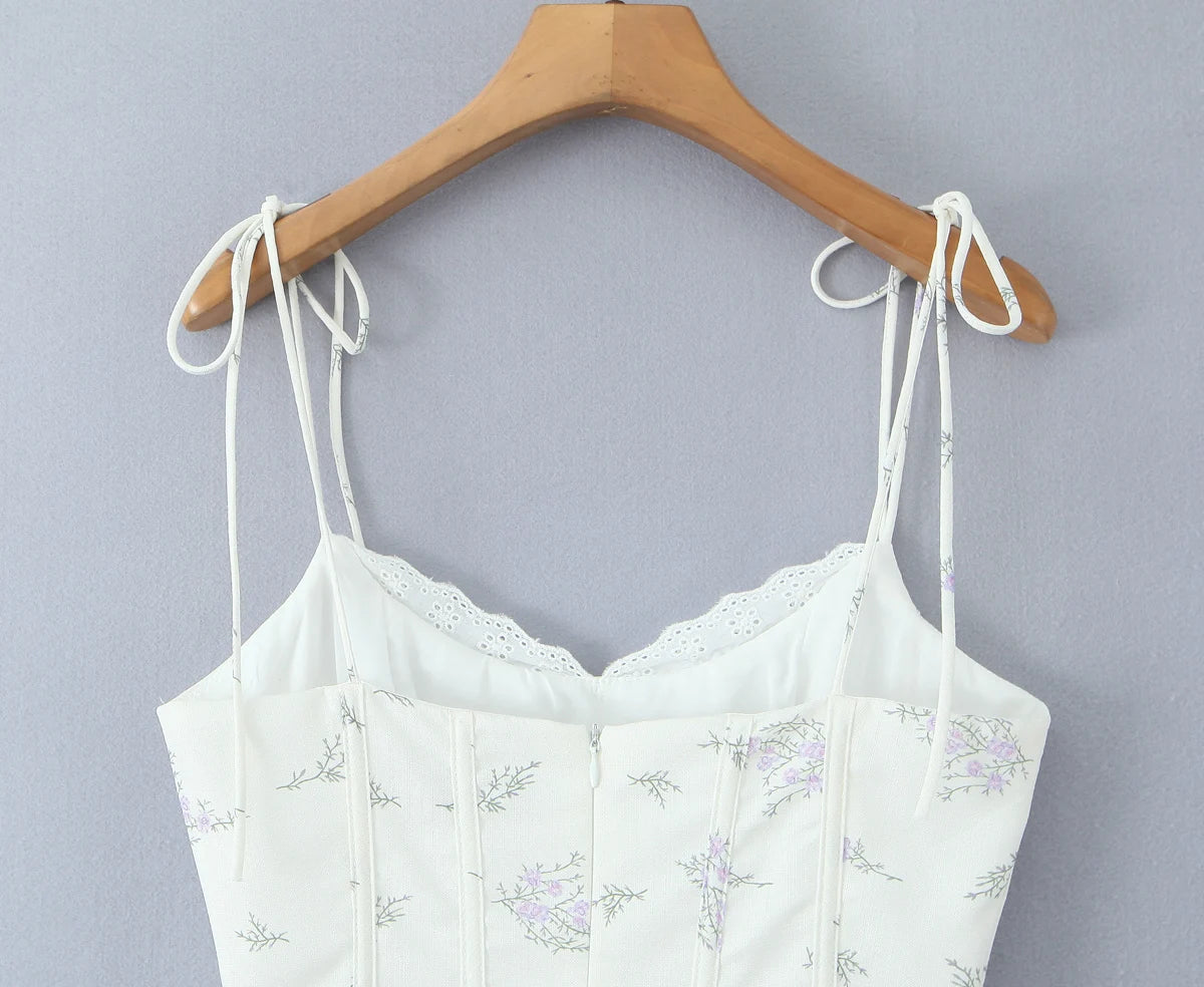 Fit and Flare Dresses - V-Neck Lace-Up Corset Dress for Summer Cocktails