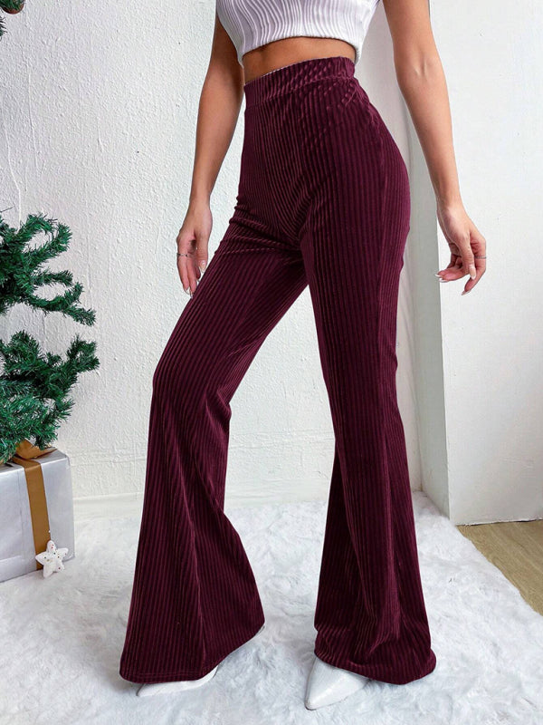 Flared Pants - Corduroy Flared Pants for Women