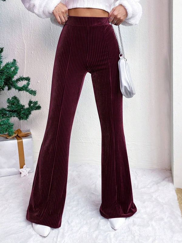 Flared Pants - Corduroy Flared Pants for Women