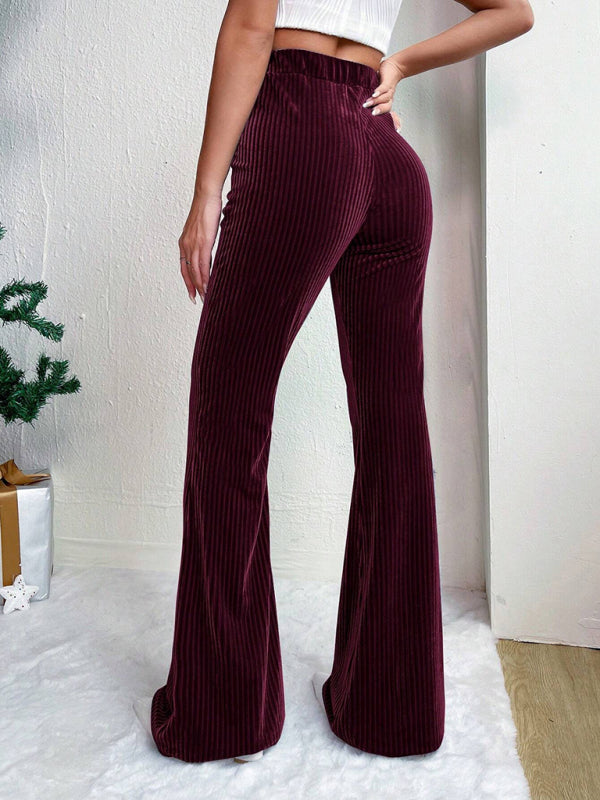 Flared Pants - Corduroy Flared Pants for Women