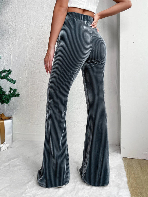 Flared Pants - Corduroy Flared Pants for Women