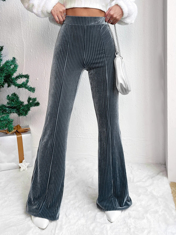 Flared Pants - Corduroy Flared Pants for Women