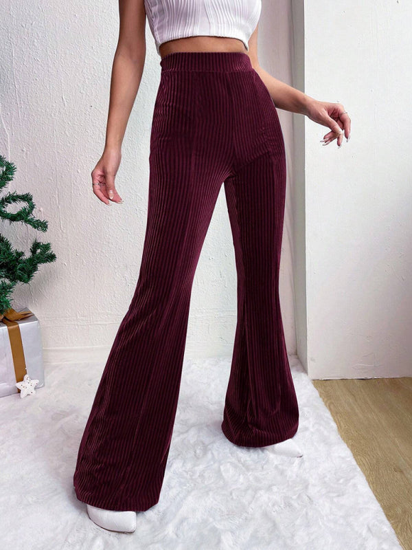 Flared Pants - Corduroy Flared Pants for Women