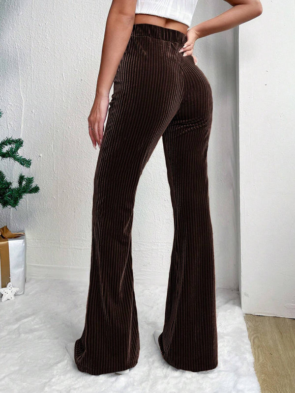 Flared Pants - Corduroy Flared Pants for Women