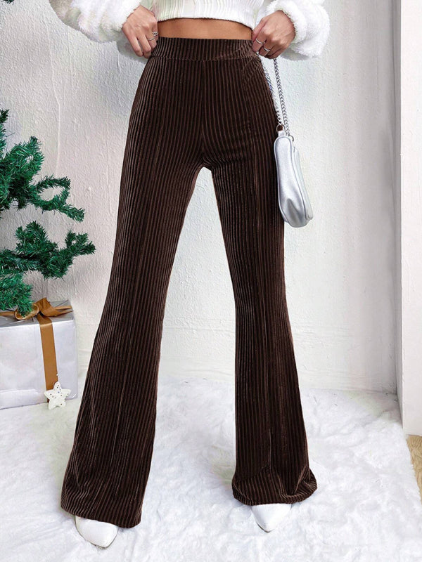 Flared Pants - Corduroy Flared Pants for Women