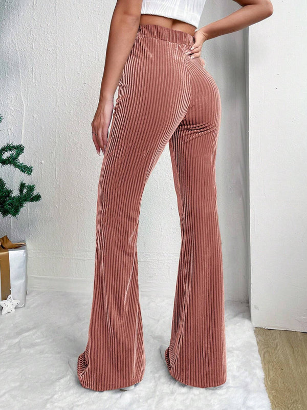 Flared Pants - Corduroy Flared Pants for Women