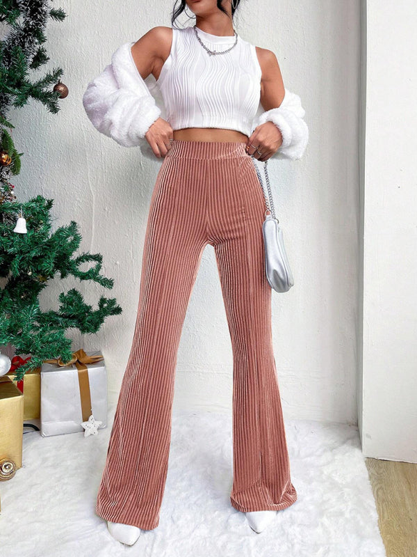 Flared Pants - Corduroy Flared Pants for Women